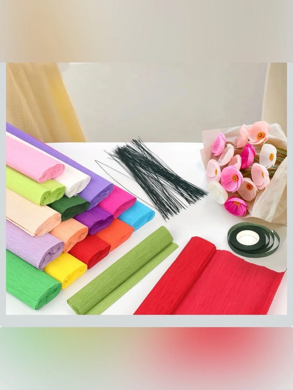 5/25 Crepe Paper Craft Rolls Floral Wire Tape Assorted Colors